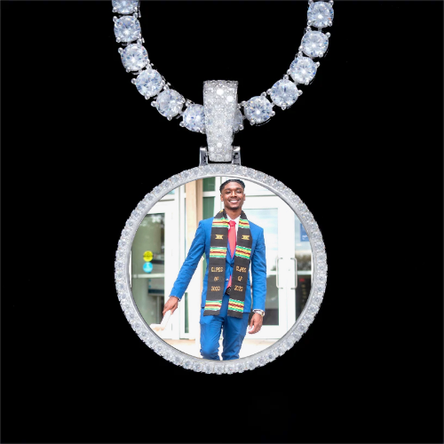 925S & VVS Moissanite 3D Circle Custom Picture Pendant