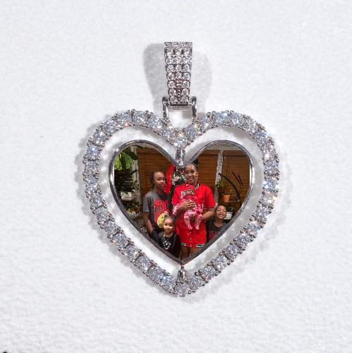 3D Spinning 2-Faced Heart Custom Picture Pendant