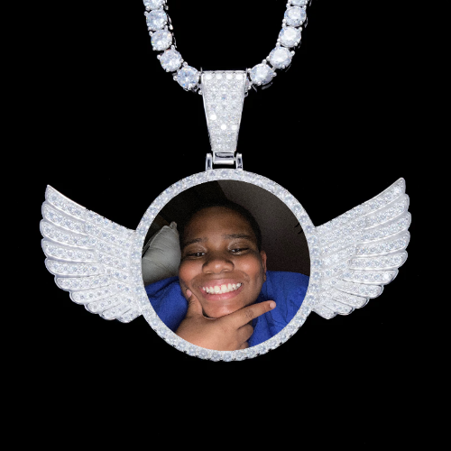 925S & VVS Moissanite 3D Wing Custom Picture Pendant