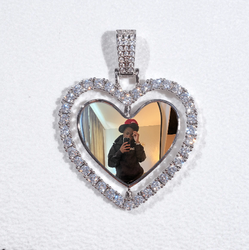 3D Spinning 2-Faced Heart Custom Picture Pendant