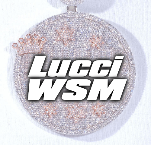 CUSTOM LETTER NECKLACE 3D BIG CROWN DISC