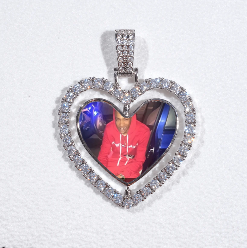 3D Spinning 2-Faced Heart Custom Picture Pendant