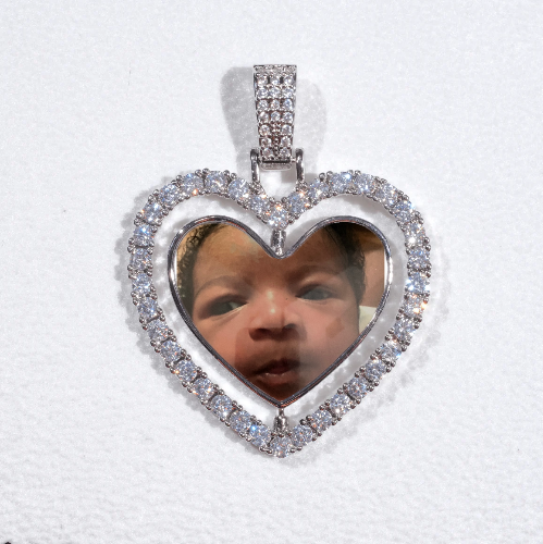 3D Spinning 2-Faced Heart Custom Picture Pendant