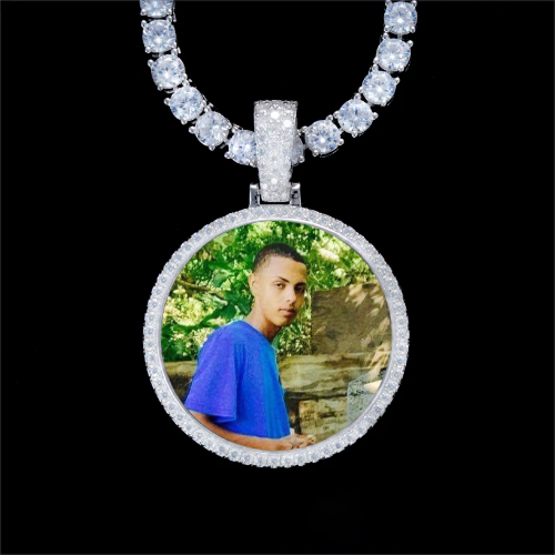 925S & VVS Moissanite 3D Circle Custom Picture Pendant