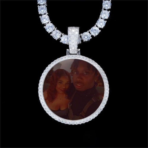 925S & VVS Moissanite 3D Circle Custom Picture Pendant