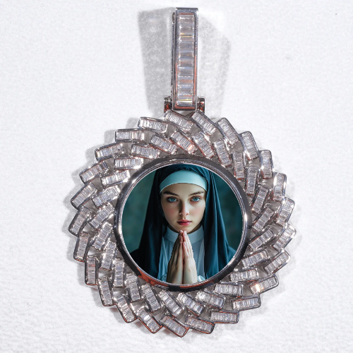 Large 3D Baguette Custom Picture Pendant