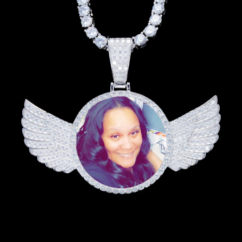 925S & VVS Moissanite 3D Wing Custom Picture Pendant
