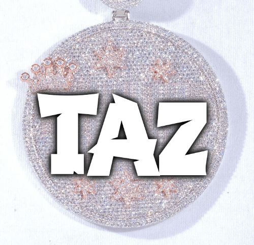 CUSTOM LETTER NECKLACE 3D BIG CROWN DISC