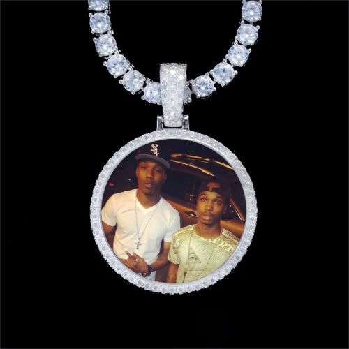 925S & VVS Moissanite 3D Circle Custom Picture Pendant
