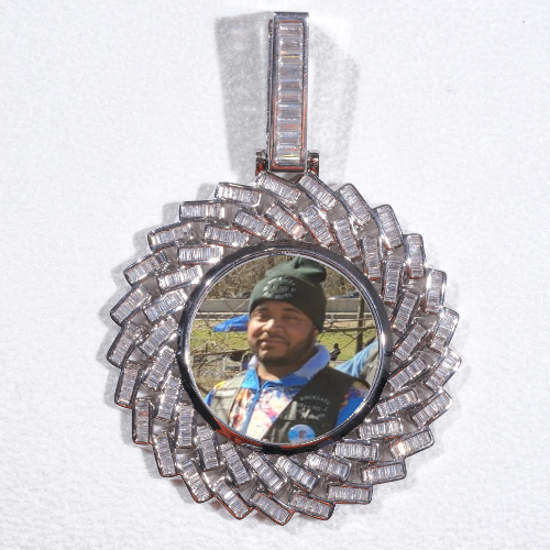 Large 3D Baguette Custom Picture Pendant