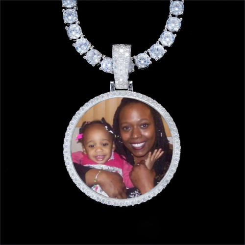 925S & VVS Moissanite 3D Circle Custom Picture Pendant