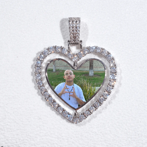 3D Spinning 2-Faced Heart Custom Picture Pendant