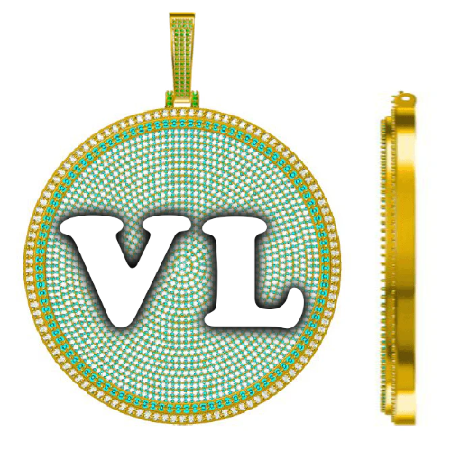 CUSTOM LETTER NECKLACE 3D BIG DISC