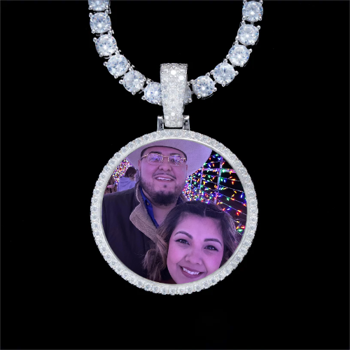 925S & VVS Moissanite 3D Circle Custom Picture Pendant