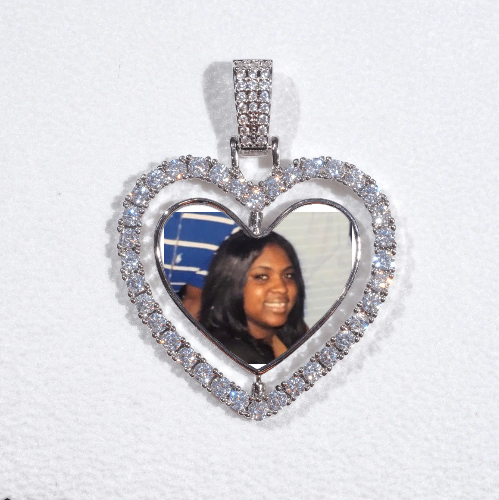 3D Spinning 2-Faced Heart Custom Picture Pendant