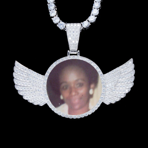 925S & VVS Moissanite 3D Wing Custom Picture Pendant