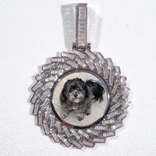 Large 3D Baguette Custom Picture Pendant