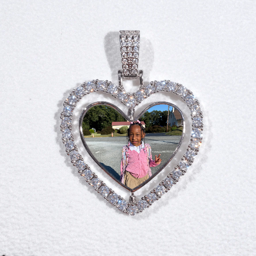 3D Spinning 2-Faced Heart Custom Picture Pendant