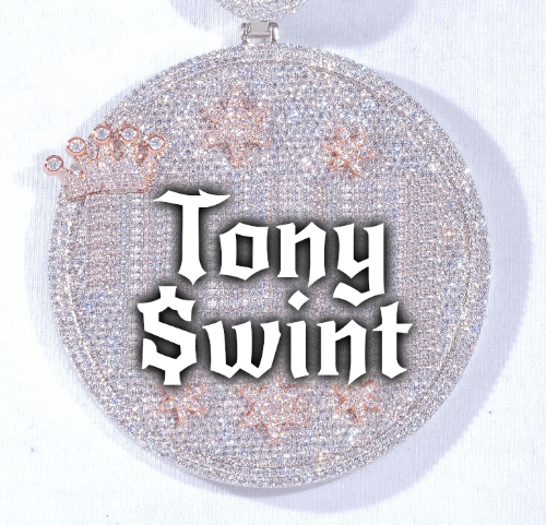 CUSTOM LETTER NECKLACE 3D BIG CROWN DISC