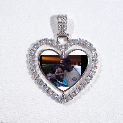3D Spinning 2-Faced Heart Custom Picture Pendant