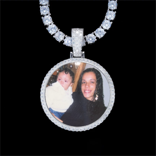 925S & VVS Moissanite 3D Circle Custom Picture Pendant