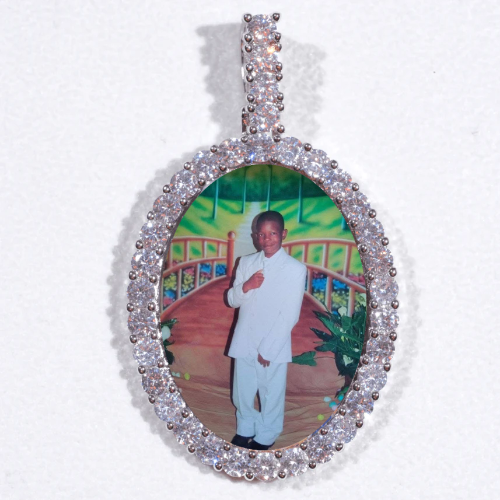 Large 3D Oval Custom Picture Pendant