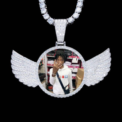 925S & VVS Moissanite 3D Wing Custom Picture Pendant