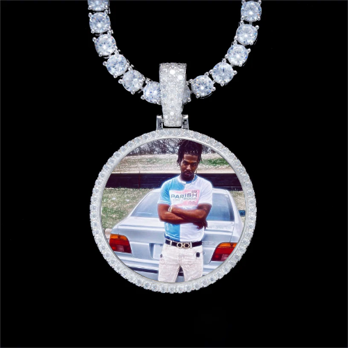 925S & VVS Moissanite 3D Circle Custom Picture Pendant