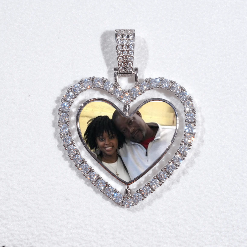 3D Spinning 2-Faced Heart Custom Picture Pendant