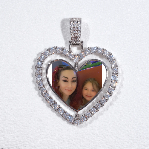 3D Spinning 2-Faced Heart Custom Picture Pendant