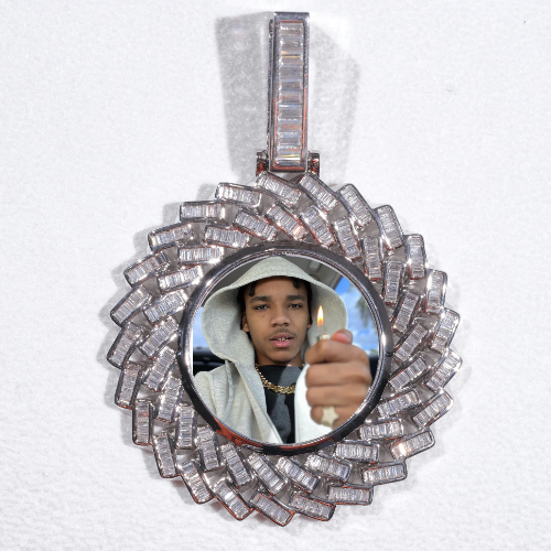 Large 3D Baguette Custom Picture Pendant