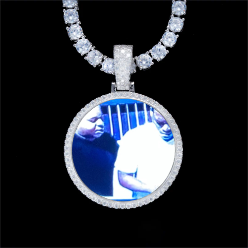 925S & VVS Moissanite 3D Circle Custom Picture Pendant