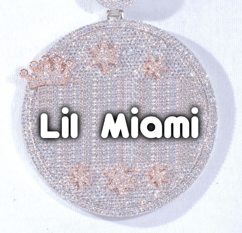 CUSTOM LETTER NECKLACE 3D BIG CROWN DISC