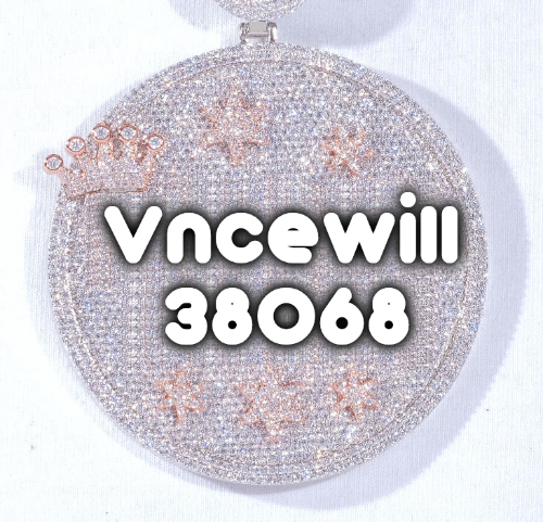 CUSTOM LETTER NECKLACE 3D BIG CROWN DISC