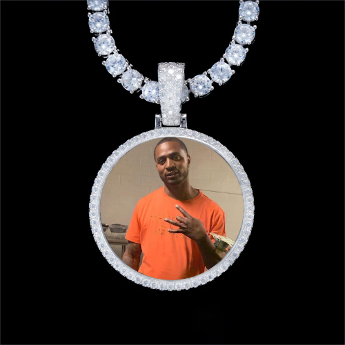 925S & VVS Moissanite 3D Circle Custom Picture Pendant