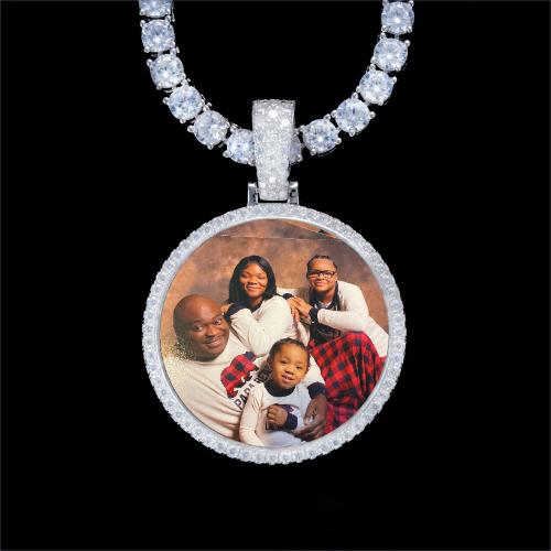 925S & VVS Moissanite 3D Circle Custom Picture Pendant