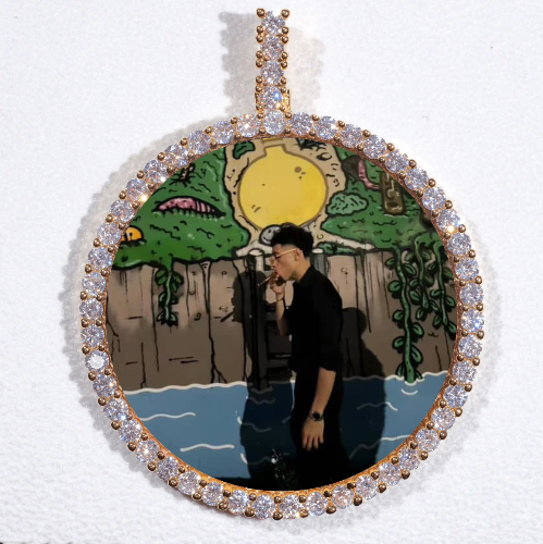 LARGE 3D CIRCLE CUSTOM PICTURE PENDANT