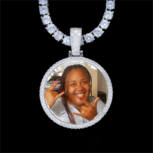 925S & VVS Moissanite 3D Circle Custom Picture Pendant