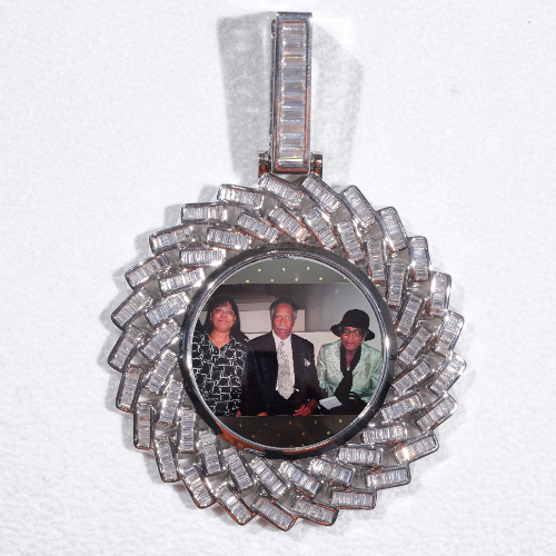 Large 3D Baguette Custom Picture Pendant