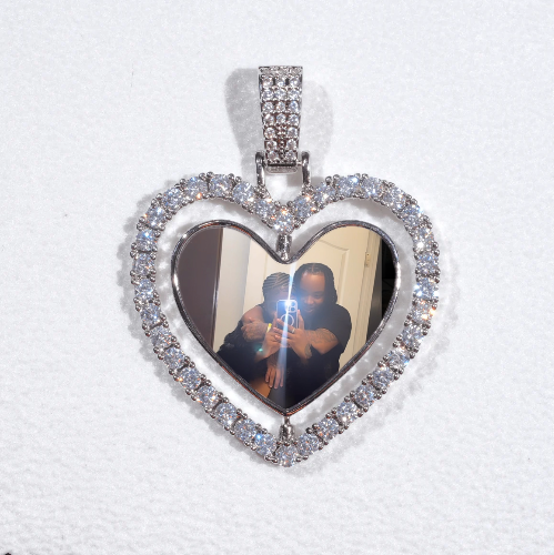 3D Spinning 2-Faced Heart Custom Picture Pendant
