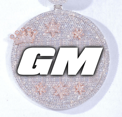 CUSTOM LETTER NECKLACE 3D BIG CROWN DISC