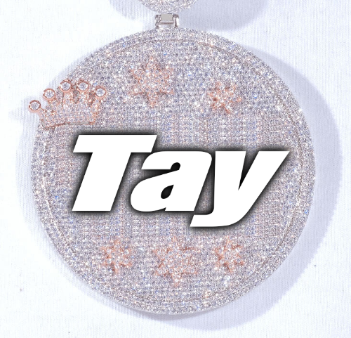 CUSTOM LETTER NECKLACE 3D BIG CROWN DISC