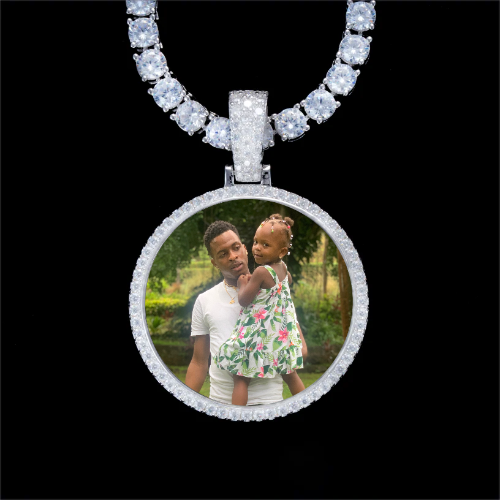925S & VVS Moissanite 3D Circle Custom Picture Pendant