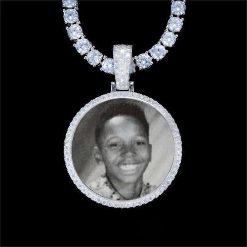 925S & VVS Moissanite 3D Circle Custom Picture Pendant
