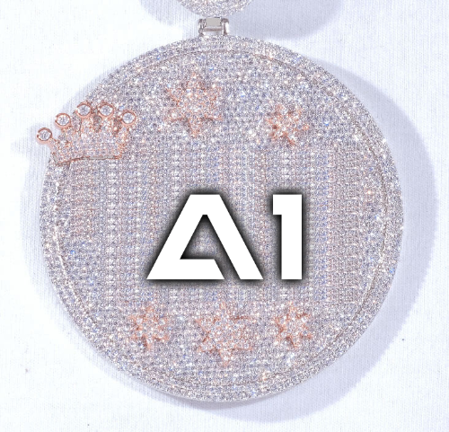 CUSTOM LETTER NECKLACE 3D BIG CROWN DISC