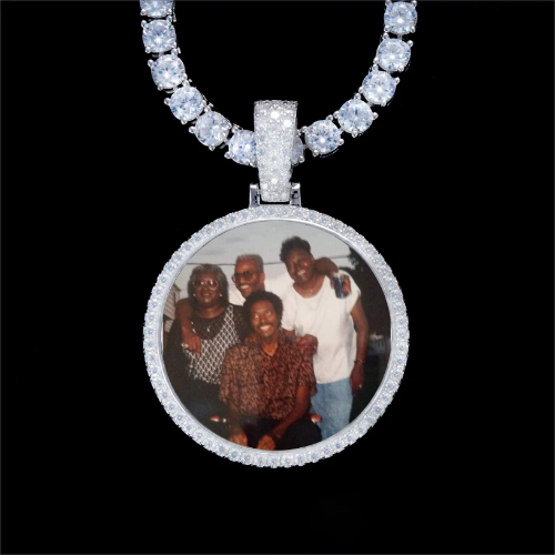 925S & VVS Moissanite 3D Circle Custom Picture Pendant