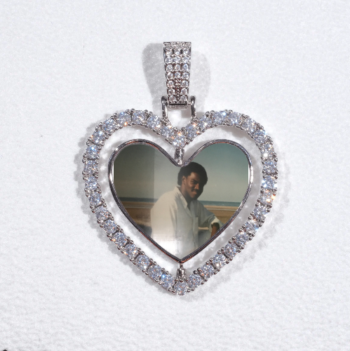 3D Spinning 2-Faced Heart Custom Picture Pendant