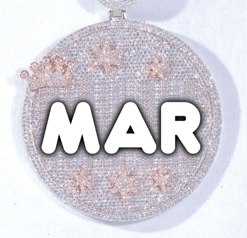 CUSTOM LETTER NECKLACE 3D BIG CROWN DISC