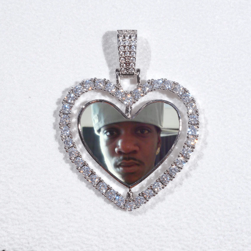 3D Spinning 2-Faced Heart Custom Picture Pendant