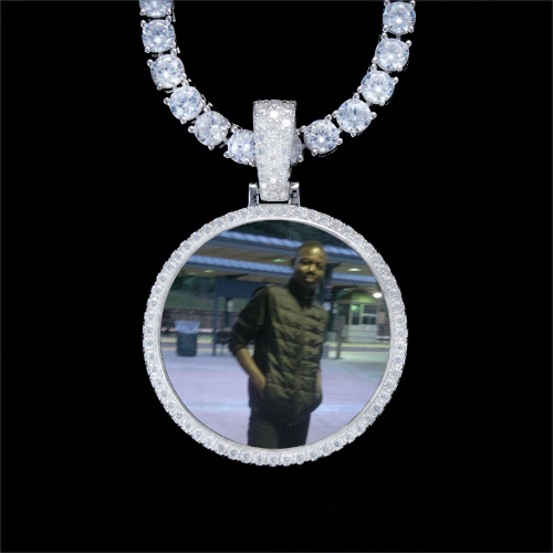 925S & VVS Moissanite 3D Circle Custom Picture Pendant